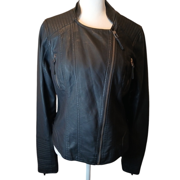 Maurices Faux black leather  biker jacket size medium, BNWT. - Picture 4 of 7